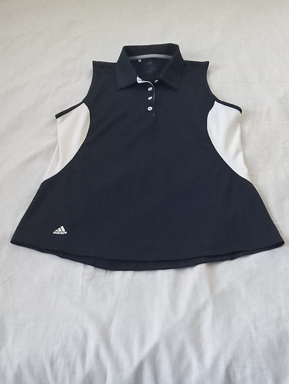 adidas Blue and White Sleeveless Polo Top